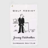 Golf Addict - Funny Golf Cartoon Golf Handtuch (Vorderseite)