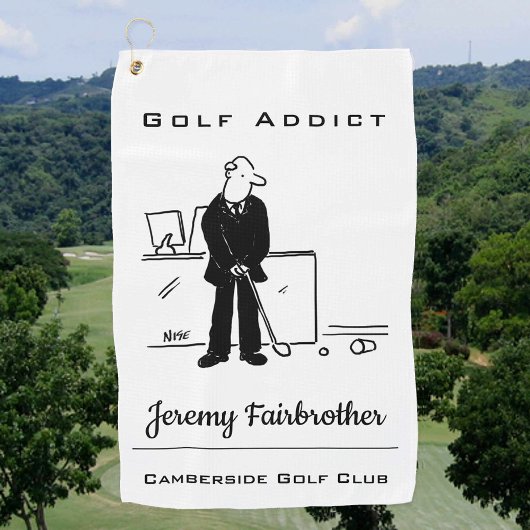 Golf Addict - Funny Golf Cartoon Golf Handtuch