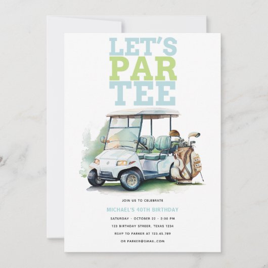 Golf Adult Birthday Parte Einladung (Vorderseite)