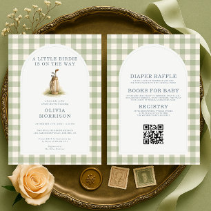 Golf All in One Grün Gingham Baby Shower-Einladung Einladung