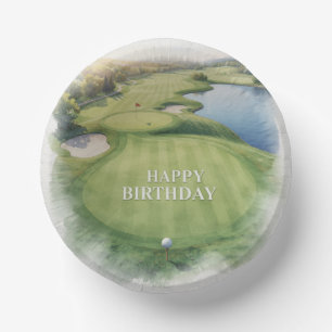Golf Alles Gute zum Geburtstag auf dem Putting Gre Pappteller