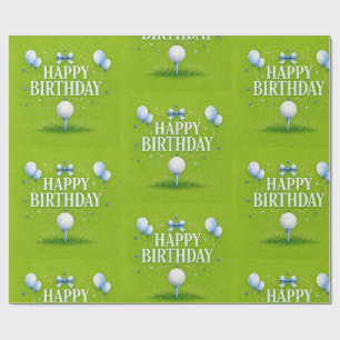 Golf Alles Gute zum Geburtstag für Jungen Wasserfa Geschenkpapier