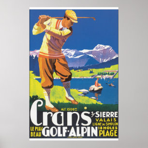 Golf Alpin Vintages Reise-Plakat Poster