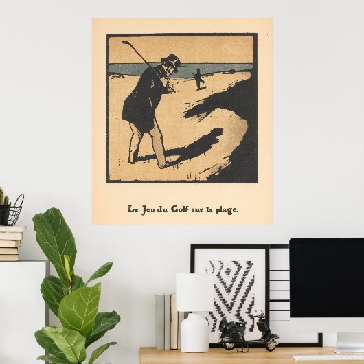 Golf am Strand - Vintage Golfwerbung Poster (Heimbüro)