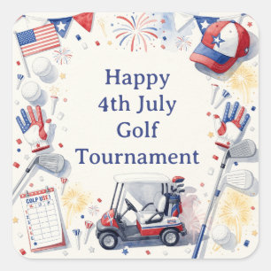 Golf Amerikanisch Thema Rot Weiß Blau Papier Telle Quadratischer Aufkleber