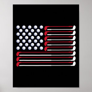 Golf Amerikanische Flagge Golfspieler Liebhaber Go Poster