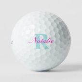 Golf aqua blue pink monogram name initial golfball (Vorderseite)