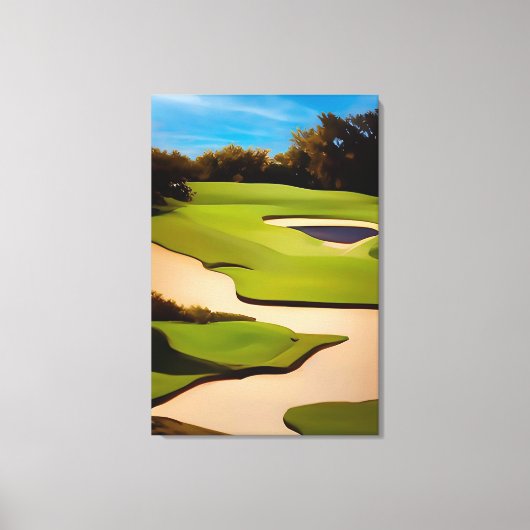 Golf Art Painting of Golf Golfing Golfer Fine Art Leinwanddruck (Vorderseite)