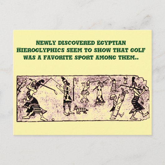 "Golf auf ägyptischen Hieroglyphen" Postkarte (Vorderseite)