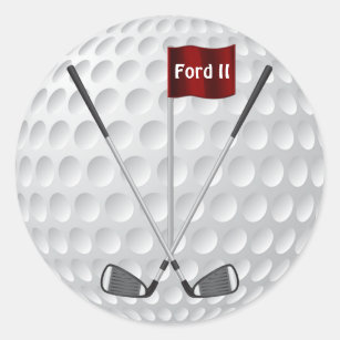 Golf-Aufkleber mit Golf-Eisen, Flagge und IHREM Runder Aufkleber