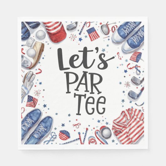 Golf-Ausrüstung mit Text Let Par Tee Golfparty Serviette (Vorderseite)