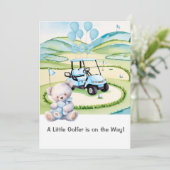 Golf Baby Boy Blue Themed Einladung (Stehend Vorderseite)