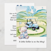Golf Baby Boy Blue Themed Einladung (Vorne/Hinten)