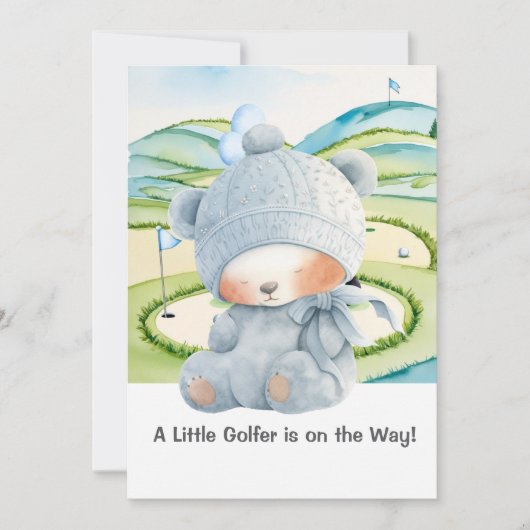 Golf Baby Boy Blue Themed Einladung (Vorderseite)