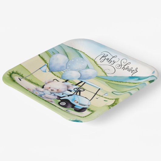 Golf Baby Boy Blue Themed Pappteller (Gewinkelt)