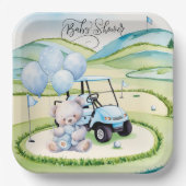 Golf Baby Boy Blue Themed Pappteller (Vorderseite)