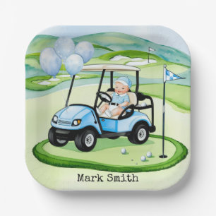 Golf Baby Boy Blue Themed Pappteller
