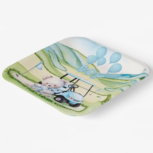 Golf Baby Boy Blue Themed Pappteller (Gewinkelt)