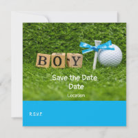 Golf Baby Duschboy mit blauem Band auf grün
