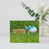 Golf Baby Duschboy mit blauem Band auf grün Postkarte (Stehend Vorderseite)