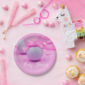 Golf Baby Dusche Baby Mädchen mit rosa Band Pappteller (Party)