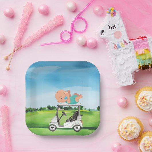 Golf Baby Dusche für Junge Pappteller (Party)