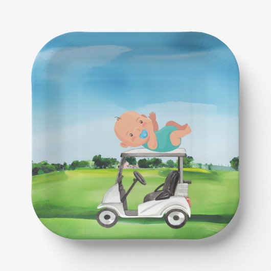 Golf Baby Dusche für Junge Pappteller (Vorderseite)