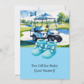 Golf Baby Dusche für Jungen mit Golfwagen auf Grün Einladung (Vorderseite)