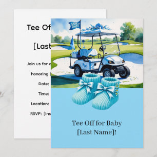 Golf Baby Dusche für Jungen mit Golfwagen auf Grün Einladung
