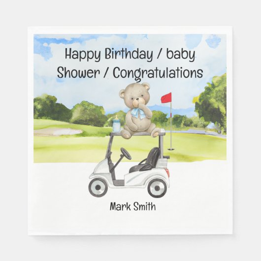 Golf Baby Dusche / Geburtstag / Glückwünsche Serviette (Vorderseite)