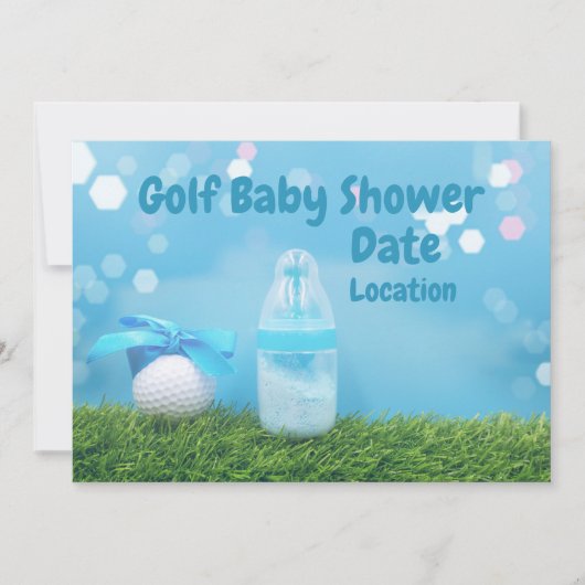 Golf Baby Dusche mit Golf Ball und Milchflasche Einladung (Vorderseite)