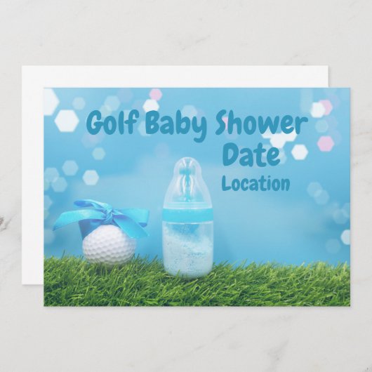 Golf Baby Dusche mit Golf Ball und Milchflasche Einladung (Vorne/Hinten)