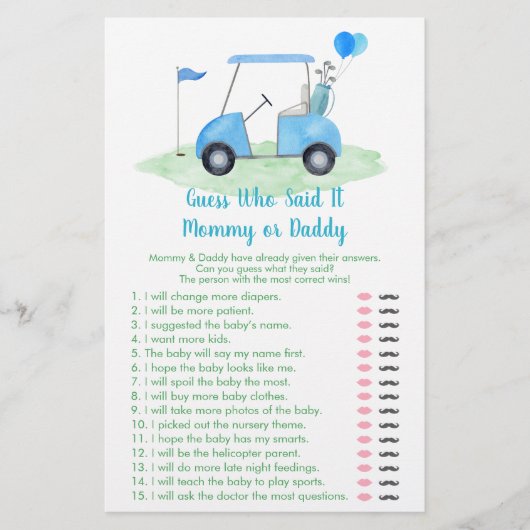 Golf Baby Dusche Ratgeber, wer sagte, es Spiel (Vorderseite)