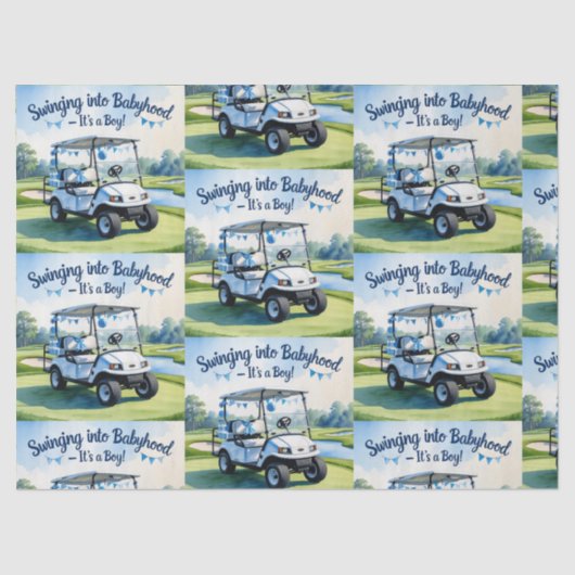 Golf Baby Duwer Blue thematisches Wrapping Paper Seidenpapier (Vorderseite)