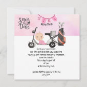 Golf Baby Girl Babydusche auf Rosa Save the Date (Vorderseite)