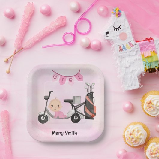 Golf Baby Girl for Baby Dusche auf rosa Pappteller (Party)