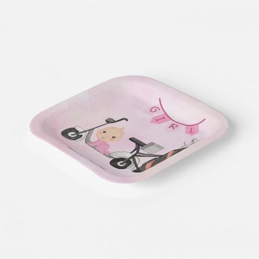 Golf Baby Girl for Baby Dusche auf rosa Pappteller (Gewinkelt)