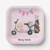 Golf Baby Girl for Baby Dusche auf rosa Pappteller (Vorderseite)