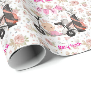 Golf Baby Girl für Baby Shower auf rosa Geschenkpapier