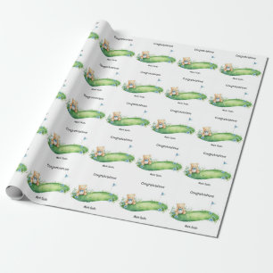 Golf Baby Gratulation Geschenkpapier