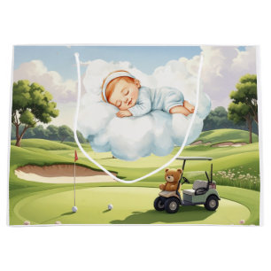 Golf-Baby-Junge auf dem Golfplatz Große Geschenktüte
