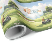 Golf-Baby-Junge auf Golfplatz Geschenkpapier (Rolleneckpunkt)