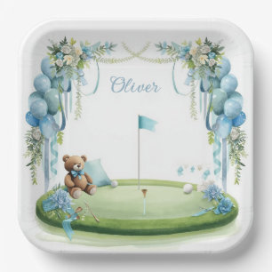 Golf-Baby-Junge auf Putting-Green  Pappteller
