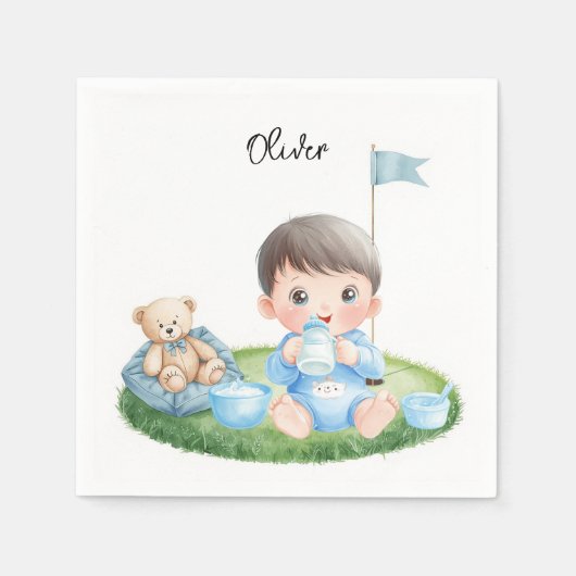 Golf-Baby-Junge auf Putting-Green  Serviette (Vorderseite)