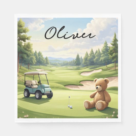 Golf-Baby-Junge auf Putting-Green Serviette (Vorderseite)