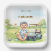 Golf Baby-Party "Es ist ein Junge" Pappteller (Vorderseite)