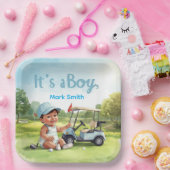 Golf Baby-Party "Es ist ein Junge" Pappteller (Party)