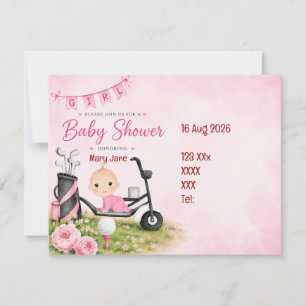 Golf-Baby-Party für Mädchen mit rosa Thema Einladung
