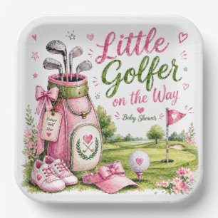 Golf-Baby-Party Mädchen Golferin ist unterwegs Pappteller