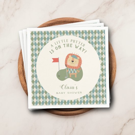 Golf Baby Shower A Little Putter Preppy Argyle   Serviette